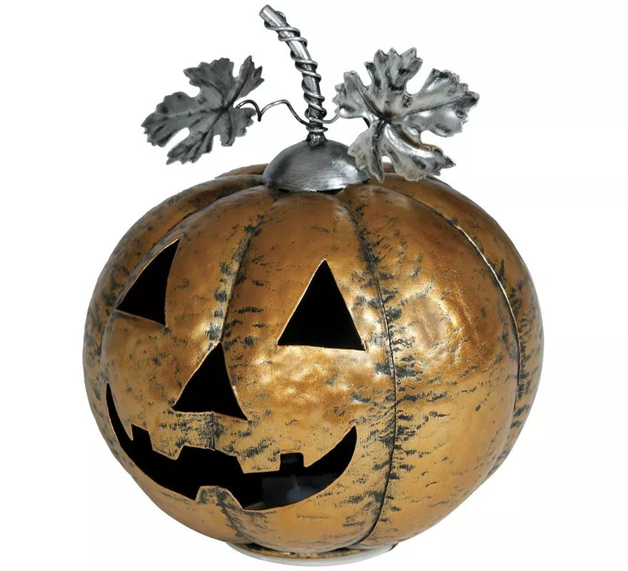 Translation missing: pt-PT.Calabaza Metálica oro con Luz 16 cm