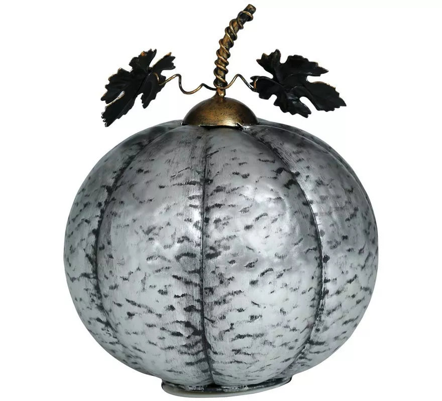 Translation missing: pt-PT.Calabaza Metálica plata con Luz 16 cm