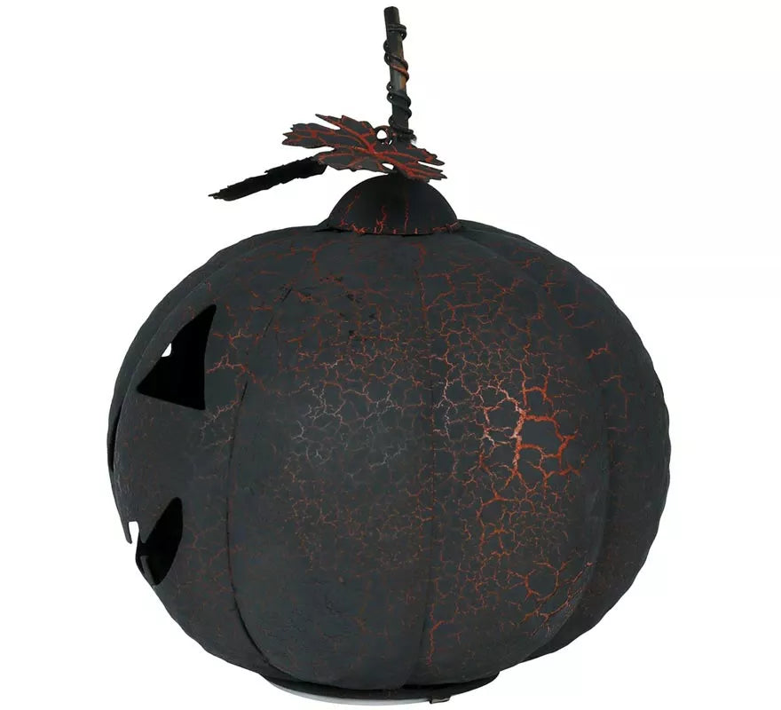 Translation missing: pt-PT.Calabaza negra y naranja de Metal con Luz de 20 cm