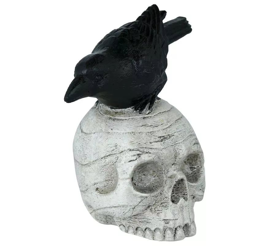 Translation missing: pt-PT.Calavera con Cuervo de Resina de 14x9 cm
