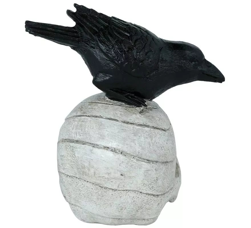 Translation missing: pt-PT.Calavera con Cuervo de Resina de 14x9 cm