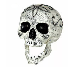 Caveira com diamantes e luz para decoração de 24 cm