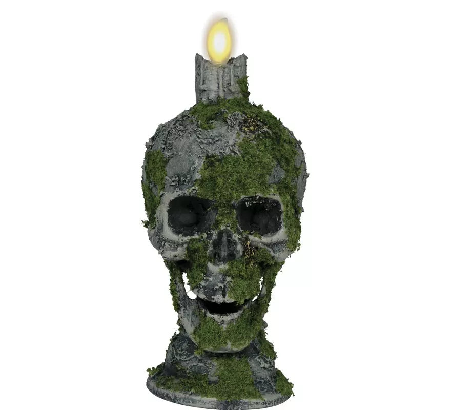 Translation missing: pt-PT.Calavera con Vela y Musgo con Luz de 35 cm