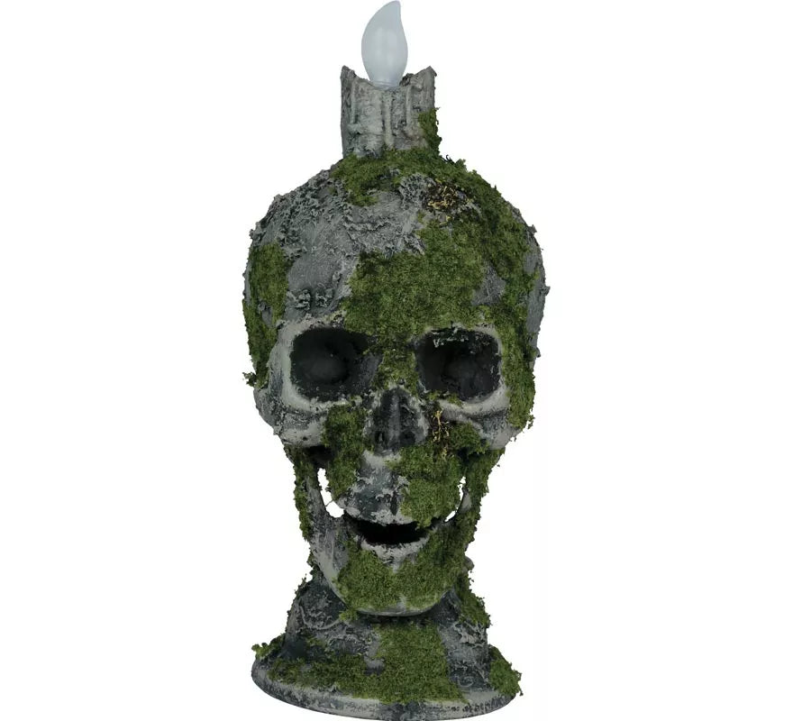 Translation missing: pt-PT.Calavera con Vela y Musgo con Luz de 35 cm