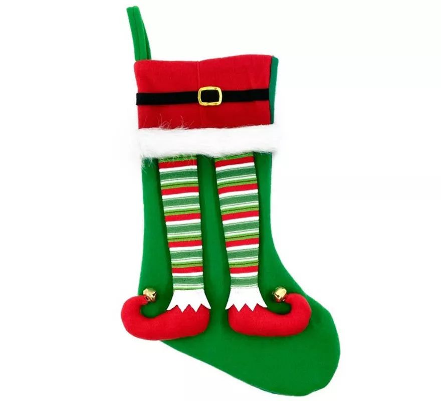 Translation missing: pt-PT.Calcetín de Navidad de Piernas de Elfo de 46 cm