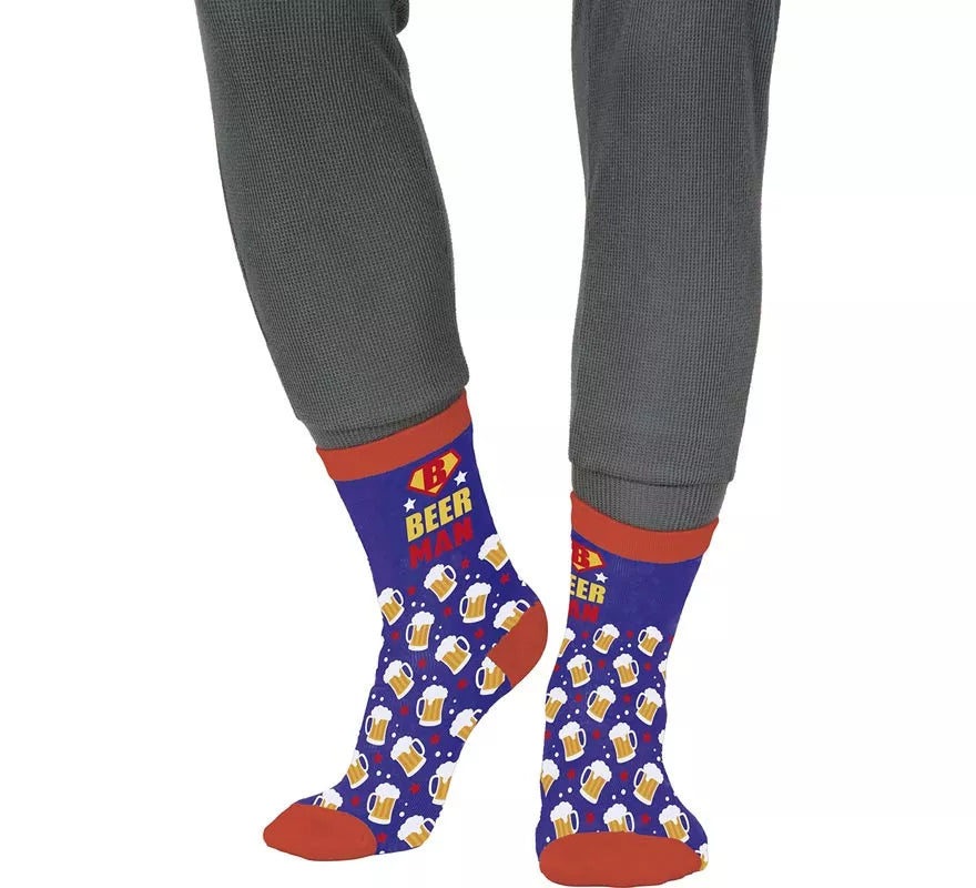 Translation missing: pt-PT.Calcetines azules BeerMan para adultos