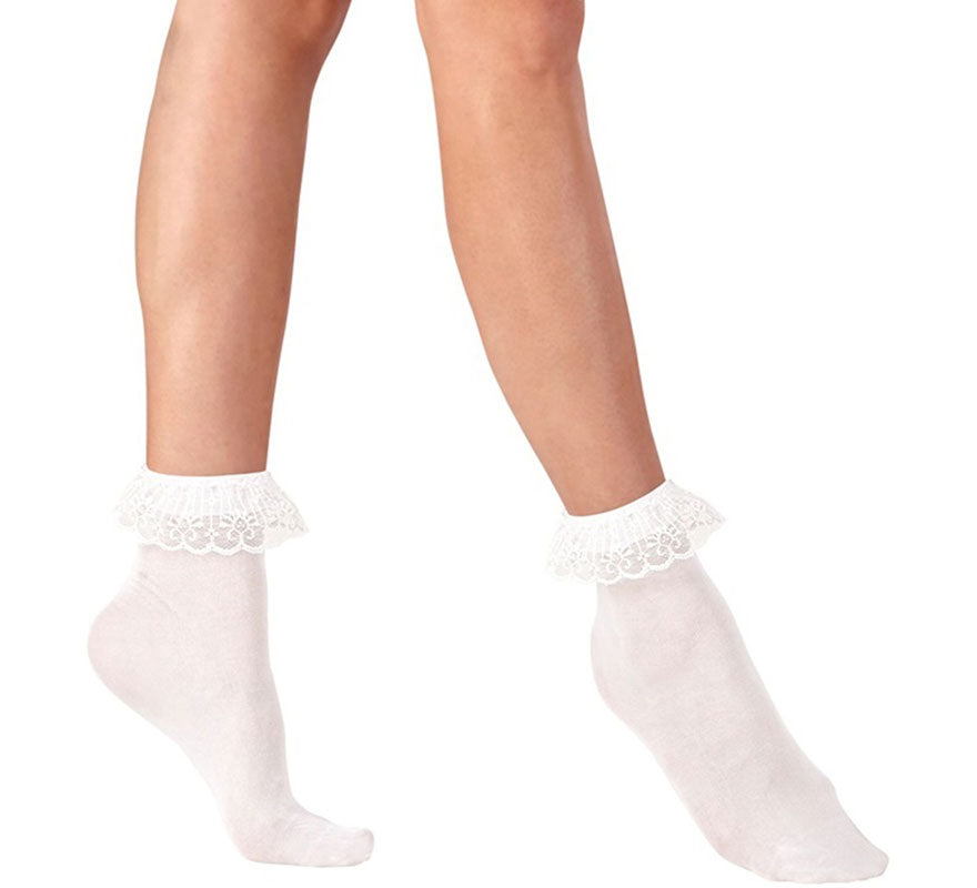 Translation missing: pt-PT.Calcetines blancos con Volante de Encaje de 70 DEN
