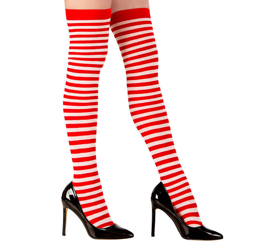 Translation missing: pt-PT.Calcetines Largos con Rayas Blancas y Rojas de 70 Deniers para mujer