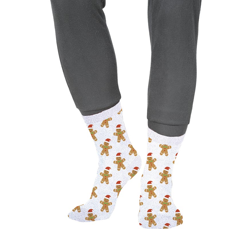 Translation missing: pt-PT.Calcetines Navideños Galleta Jengibre con Purpurina en números del 22 al 41