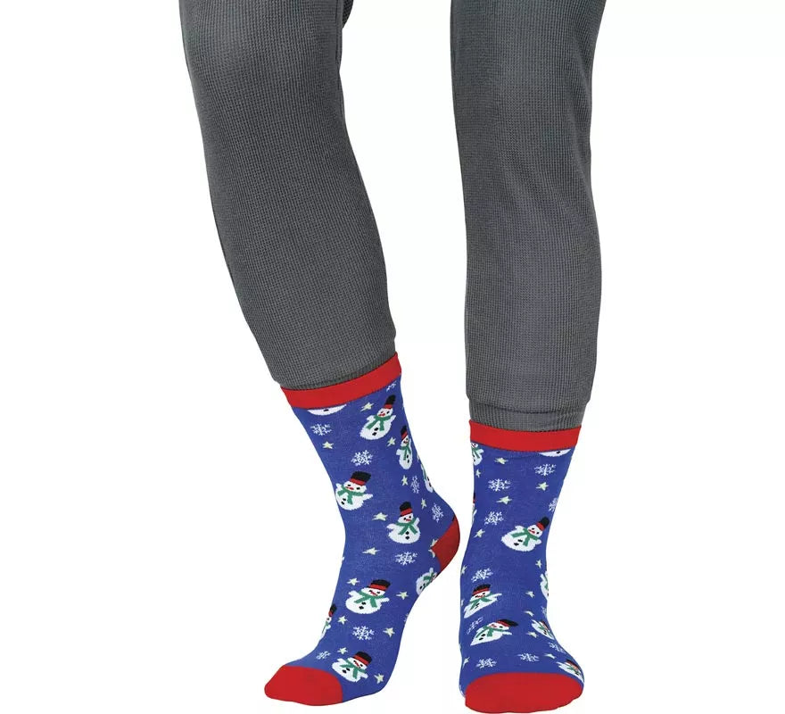 Translation missing: pt-PT.Calcetines Navideños Muñeco de Nieve azul en números del 22 al 48