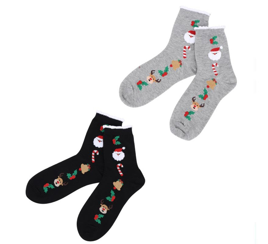 Calcetines Navideños Papá Noel oscuros Talla 28-35 en colores surtidos infantil