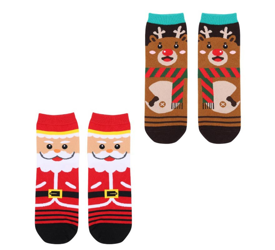 Translation missing: pt-PT.Calcetines Navideños Papá Noel y Reno en modelos surtidos adulto