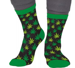 Meias verdes com estampa de maconha para adultos