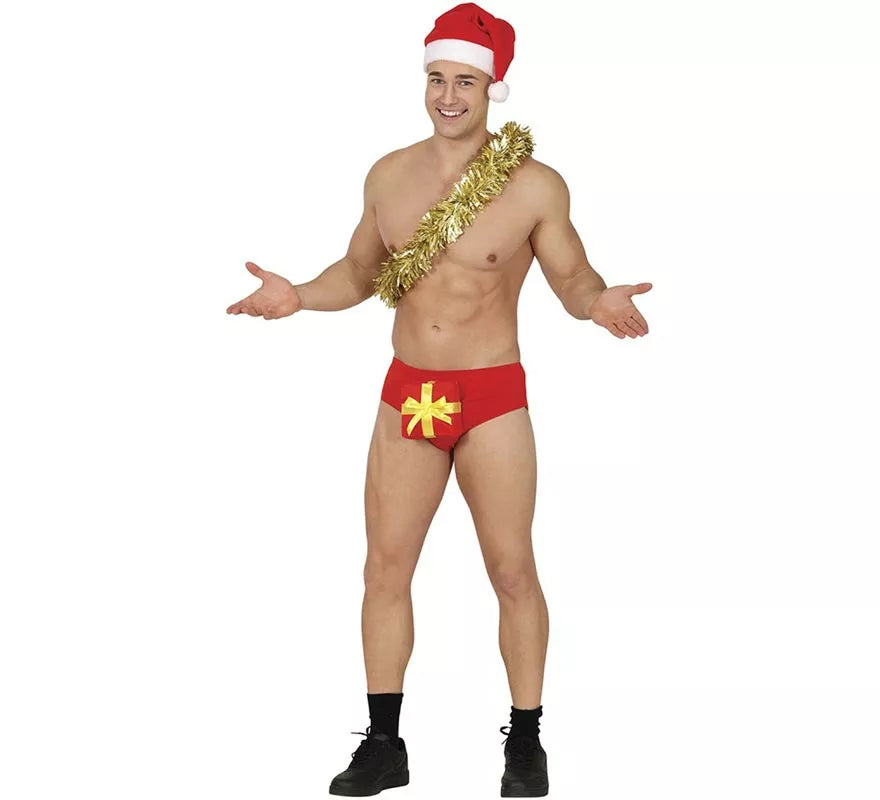 Calzoncillo de Regalo de Navidad rojo adulto