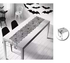 Caminho de mesa teia de aranha preto 45x200 cm