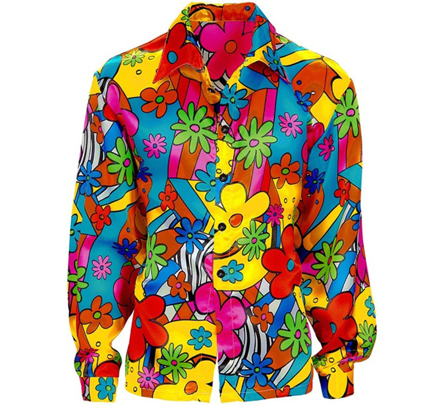 Translation missing: pt-PT.Camisa de Hippie de los Años 60 con Flores para hombre