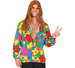 Camisa floral hippie masculina dos anos 60