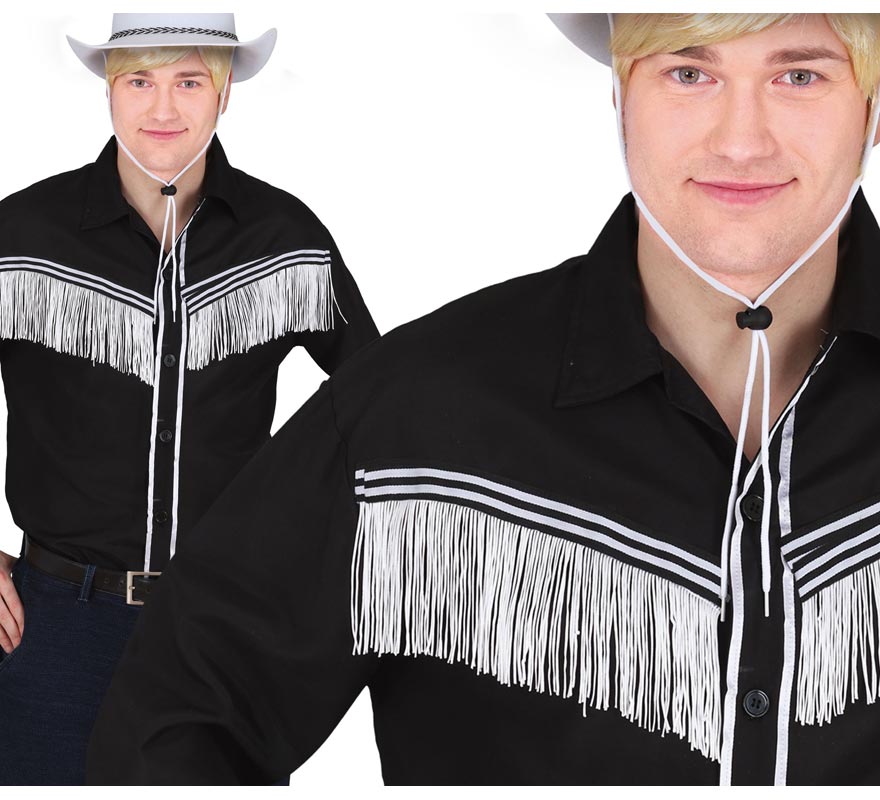 Translation missing: pt-PT.Camisa de Vaquero negro con flecos adulto