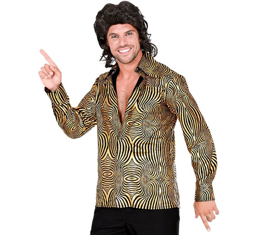 Translation missing: pt-PT.Camisa Disco Años 70 dorada para hombre