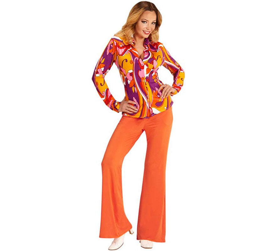 Translation missing: pt-PT.Camisa Disco Años 70 Orquídeas para mujer