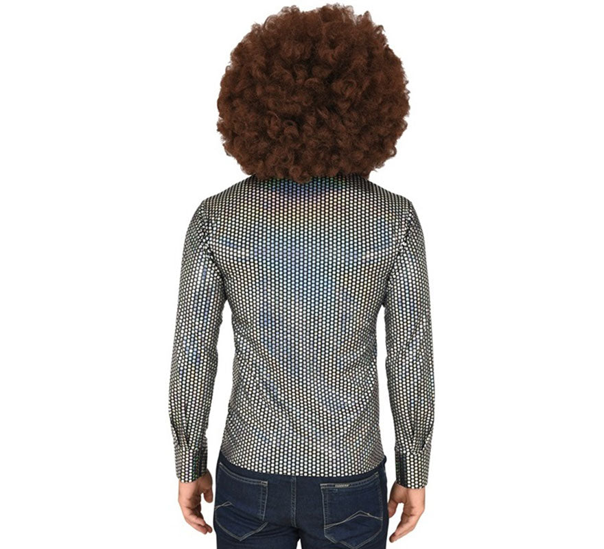 Translation missing: pt-PT.Camisa Disco Años 70 plateada para hombre