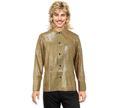 Camisa Disco Bling Dourada Masculina