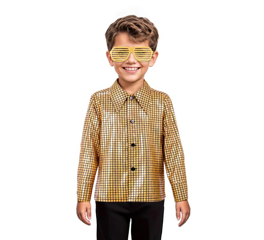 Translation missing: pt-PT.Camisa Disco Bling dorada para niño