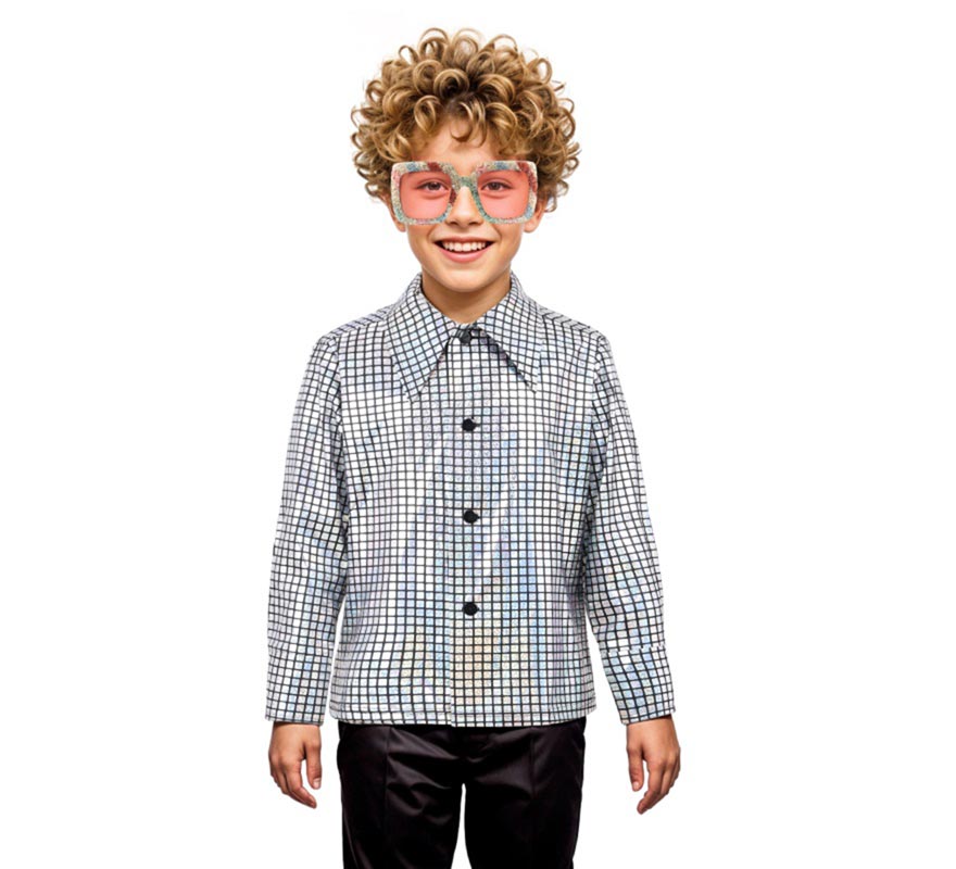 Translation missing: pt-PT.Camisa Disco Bling plateado para niño