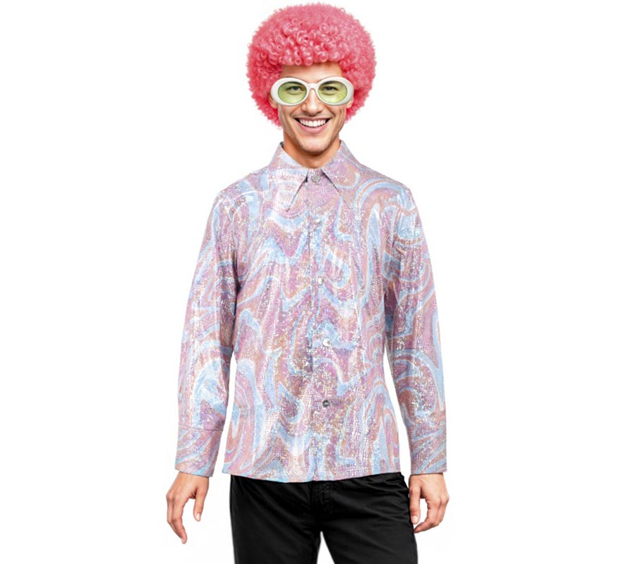 Translation missing: pt-PT.Camisa Disco Bling Psicodélico rosa para hombre