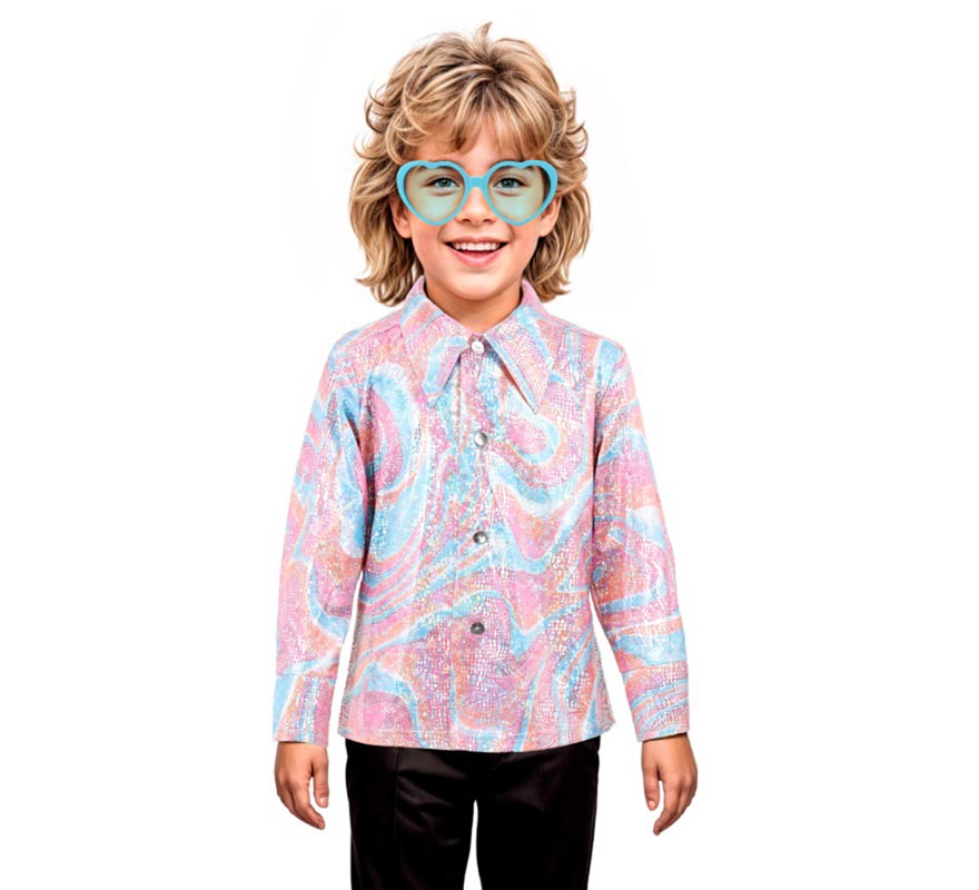 Translation missing: pt-PT.Camisa Disco Bling Psicodélico rosa para niño