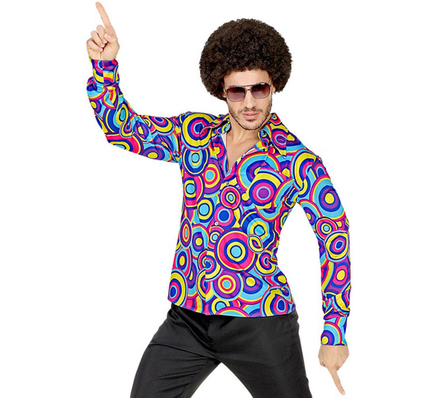 Translation missing: pt-PT.Camisa Disco Estampada de los Años 70 para hombre