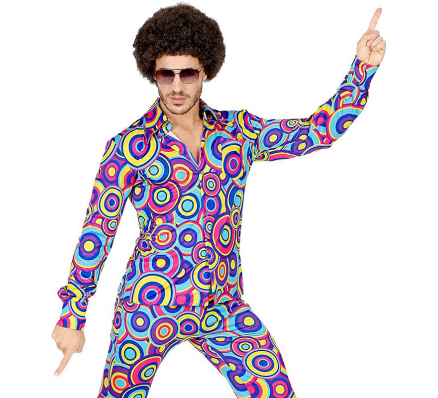 Translation missing: pt-PT.Camisa Disco Estampada de los Años 70 para hombre