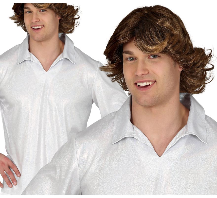 Translation missing: pt-PT.Camisa Disco Plateada para Hombre