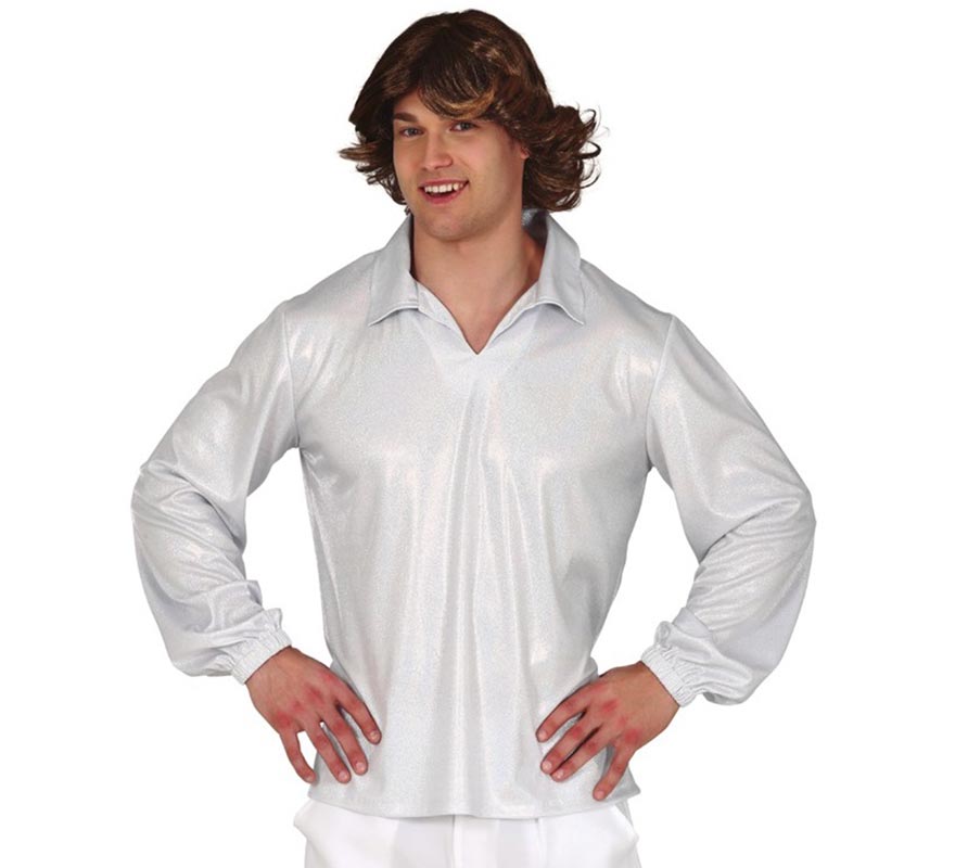 Camisa Disco Plateada para Hombre