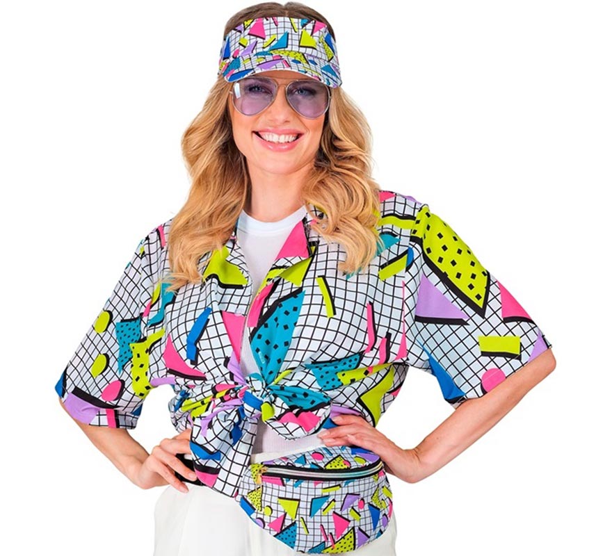 Translation missing: pt-PT.Camisa Estampada Años 80 blanca para adultos