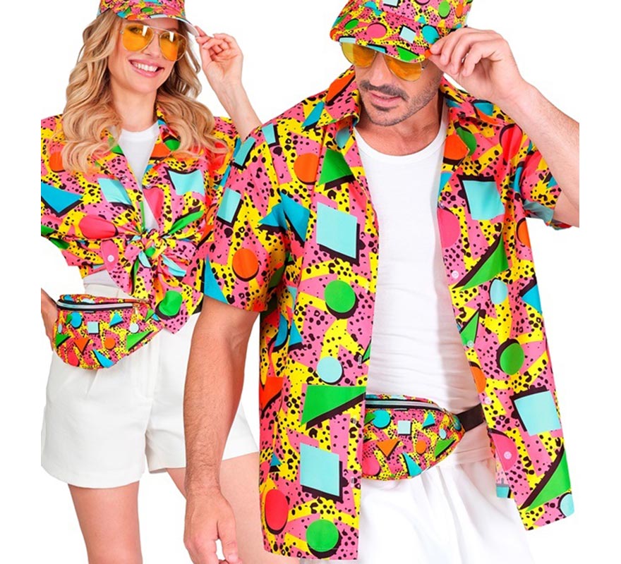 Translation missing: pt-PT.Camisa Estampada Años 80 multicolor para adultos