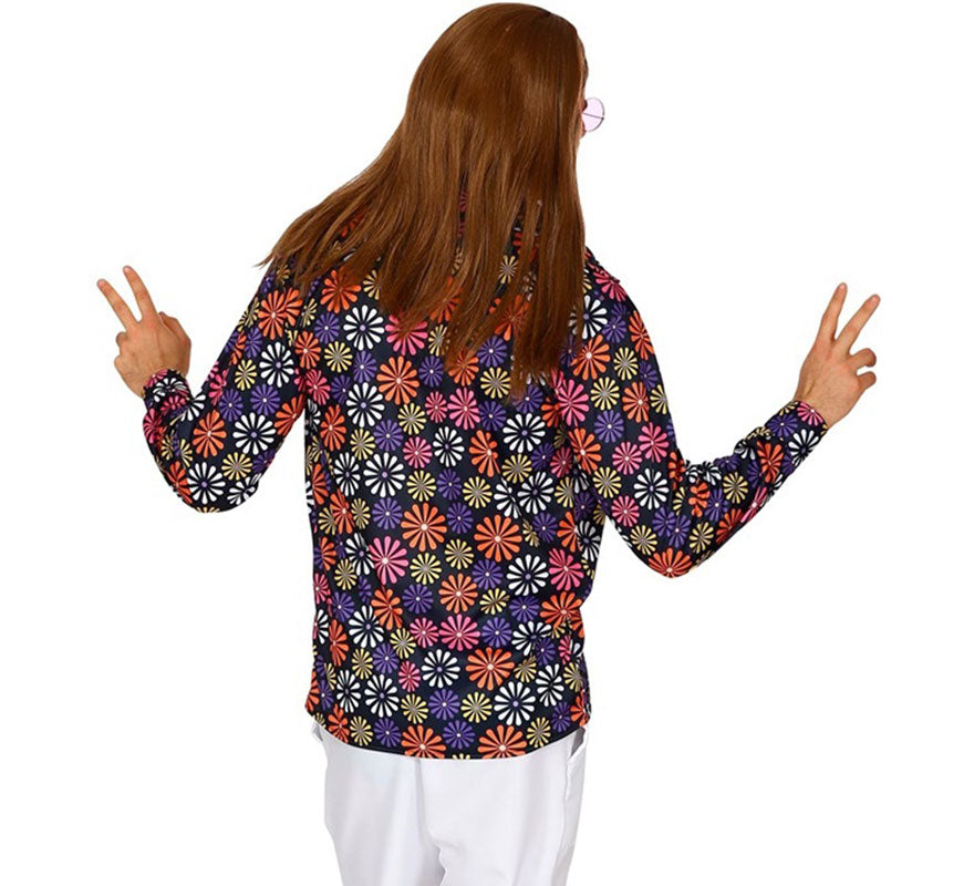 Translation missing: pt-PT.Camisa Estampada de Hippie de los Años 70 con Flores para hombre