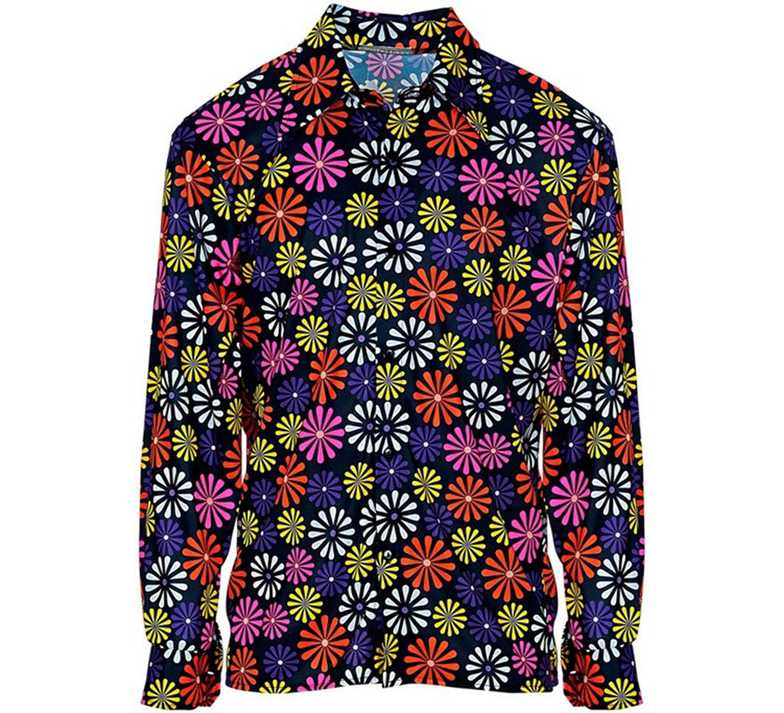 Translation missing: pt-PT.Camisa Estampada de Hippie de los Años 70 con Flores para hombre
