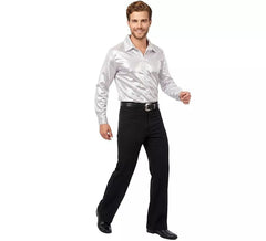 Camisa Adulto Metálica Prata Festa