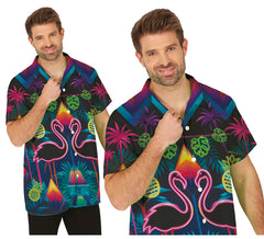Camisa Adulto Neon Flamingos