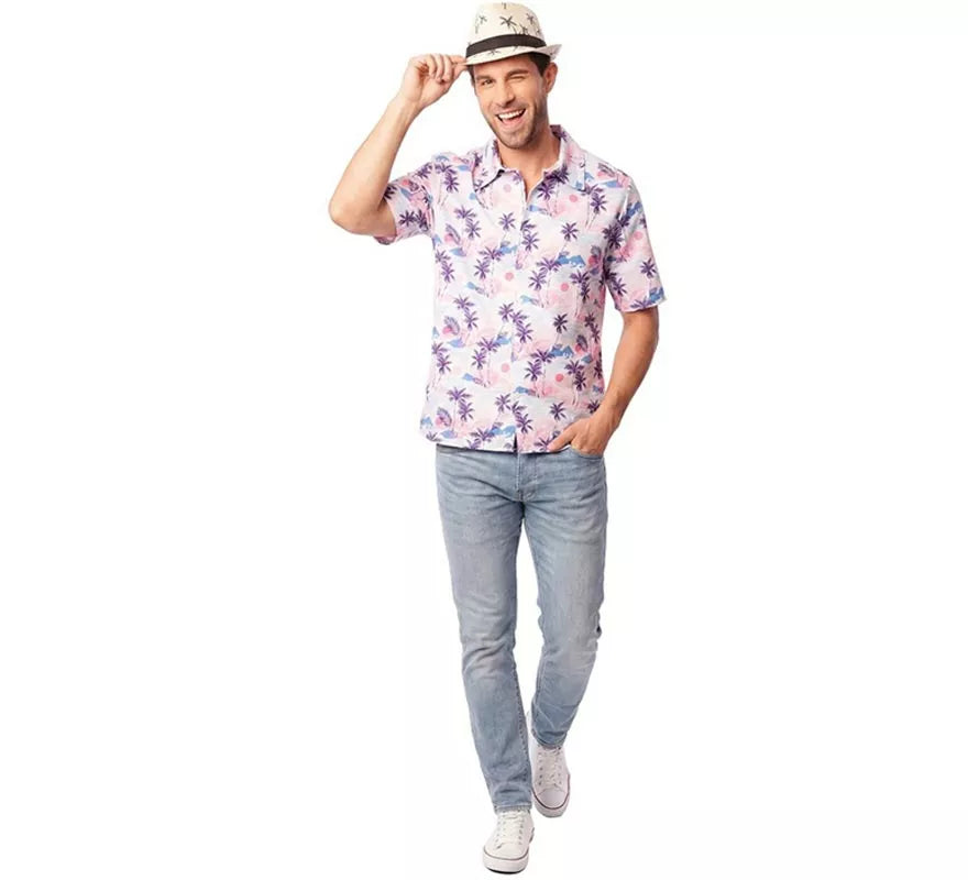 Translation missing: pt-PT.Camisa Hawaiana estampado morado adulto