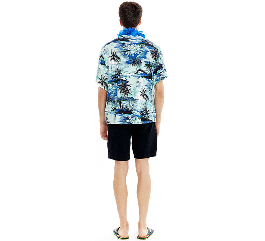 Translation missing: pt-PT.Camisa Hawaiana Palmeras azul para hombre