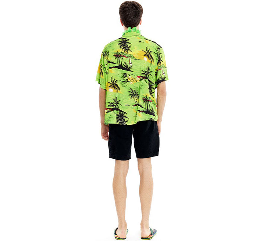 Translation missing: pt-PT.Camisa Hawaiana Palmeras verde para hombre
