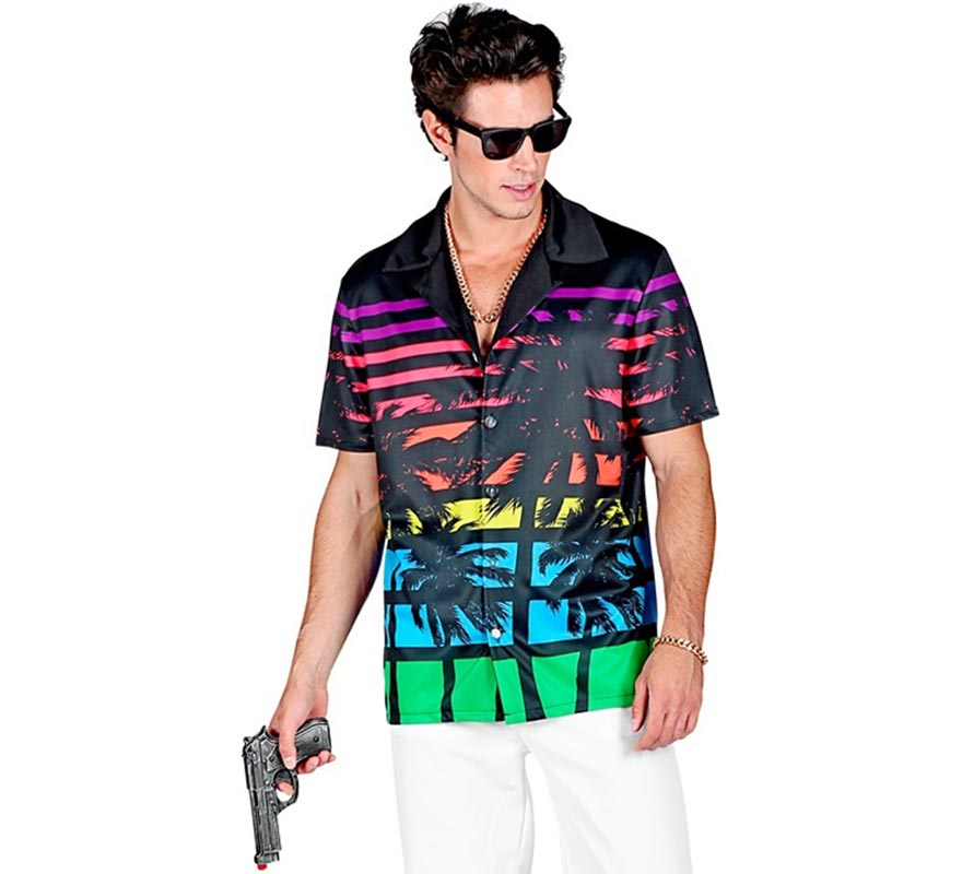 Translation missing: pt-PT.Camisa manga corta Hawaiana Años 80 para hombre