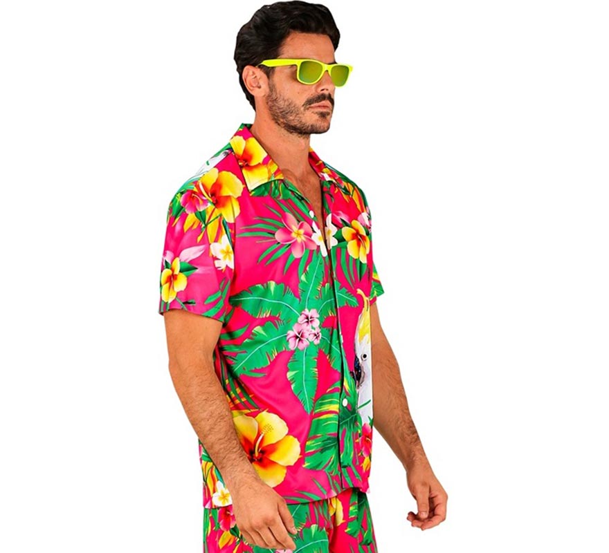 Translation missing: pt-PT.Camisa manga corta Hawaiana Estampado Cacatúa para hombre