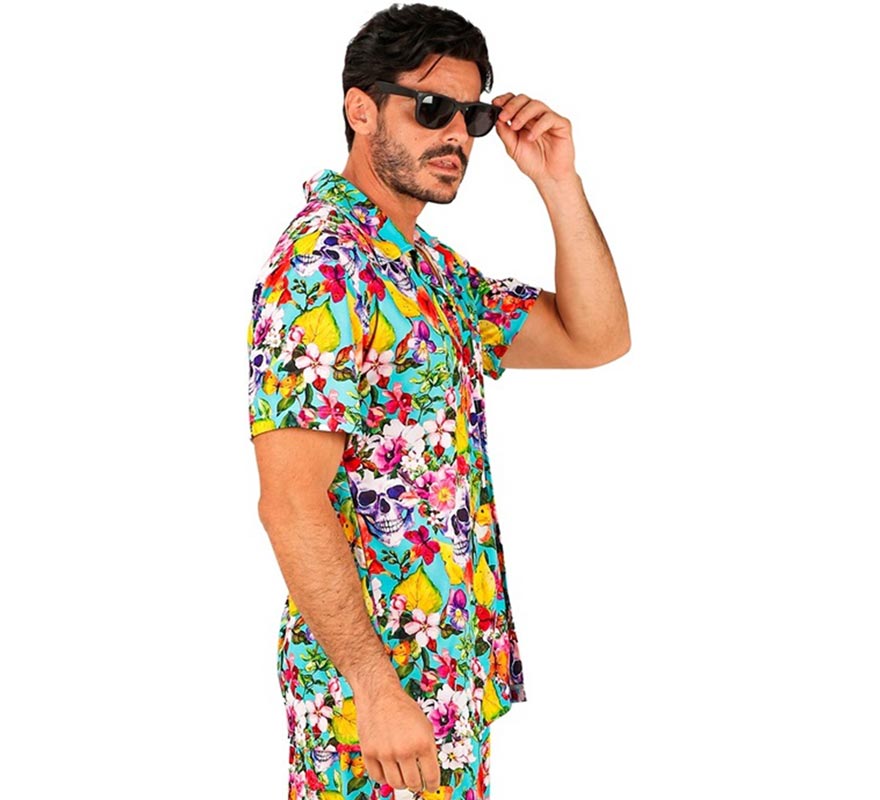 Translation missing: pt-PT.Camisa manga corta Hawaiana Estampado Calaveras para hombre