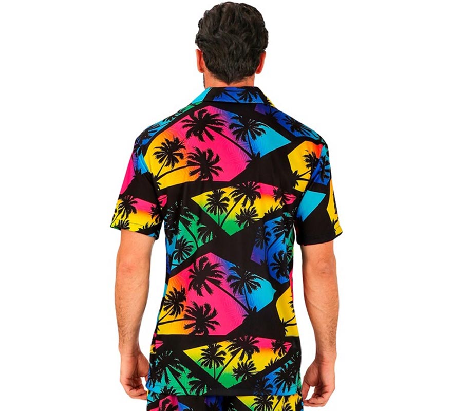 Translation missing: pt-PT.Camisa manga corta Hawaiana Estampado Palmeras para hombre