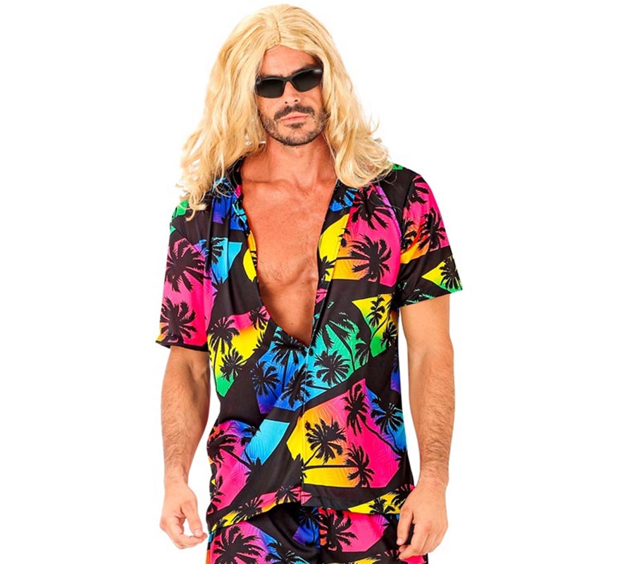 Translation missing: pt-PT.Camisa manga corta Hawaiana Estampado Palmeras para hombre