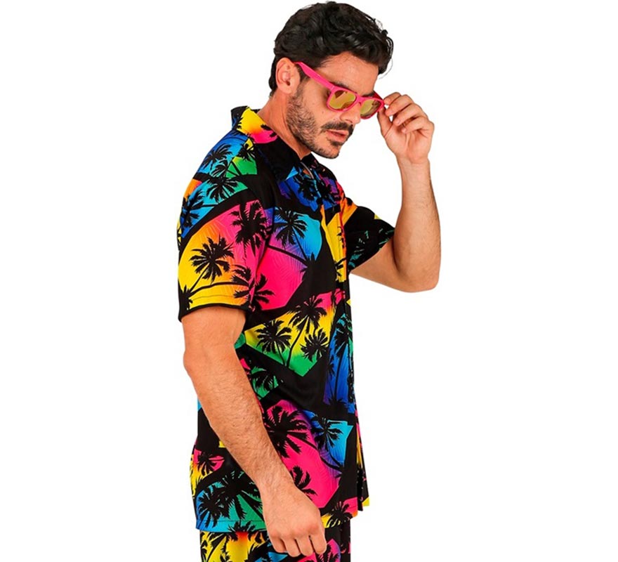 Translation missing: pt-PT.Camisa manga corta Hawaiana Estampado Palmeras para hombre