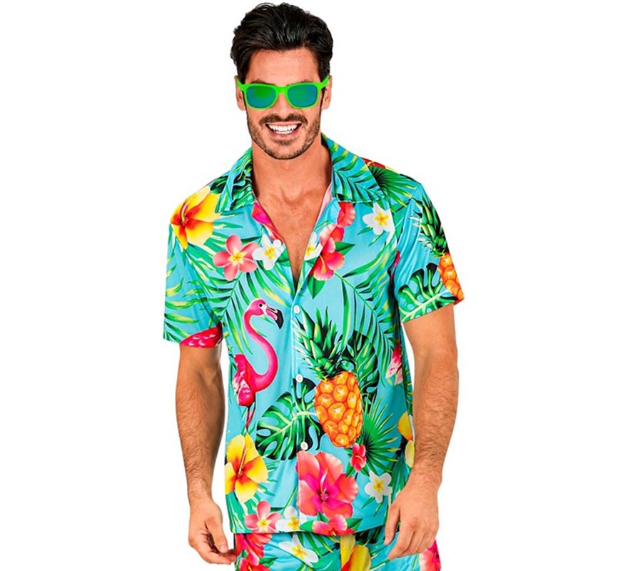 Translation missing: pt-PT.Camisa manga corta Hawaiana Estampado Tropical para hombre